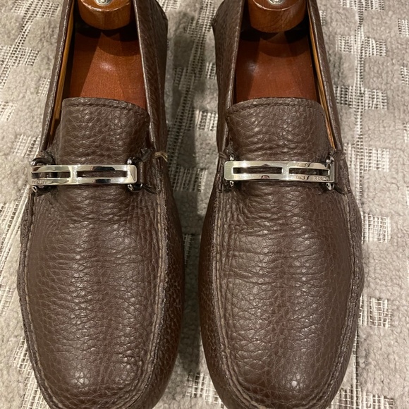 Prada Pebbled Grain Leather Drivers, all Metal Bit - Picture 2 of 13